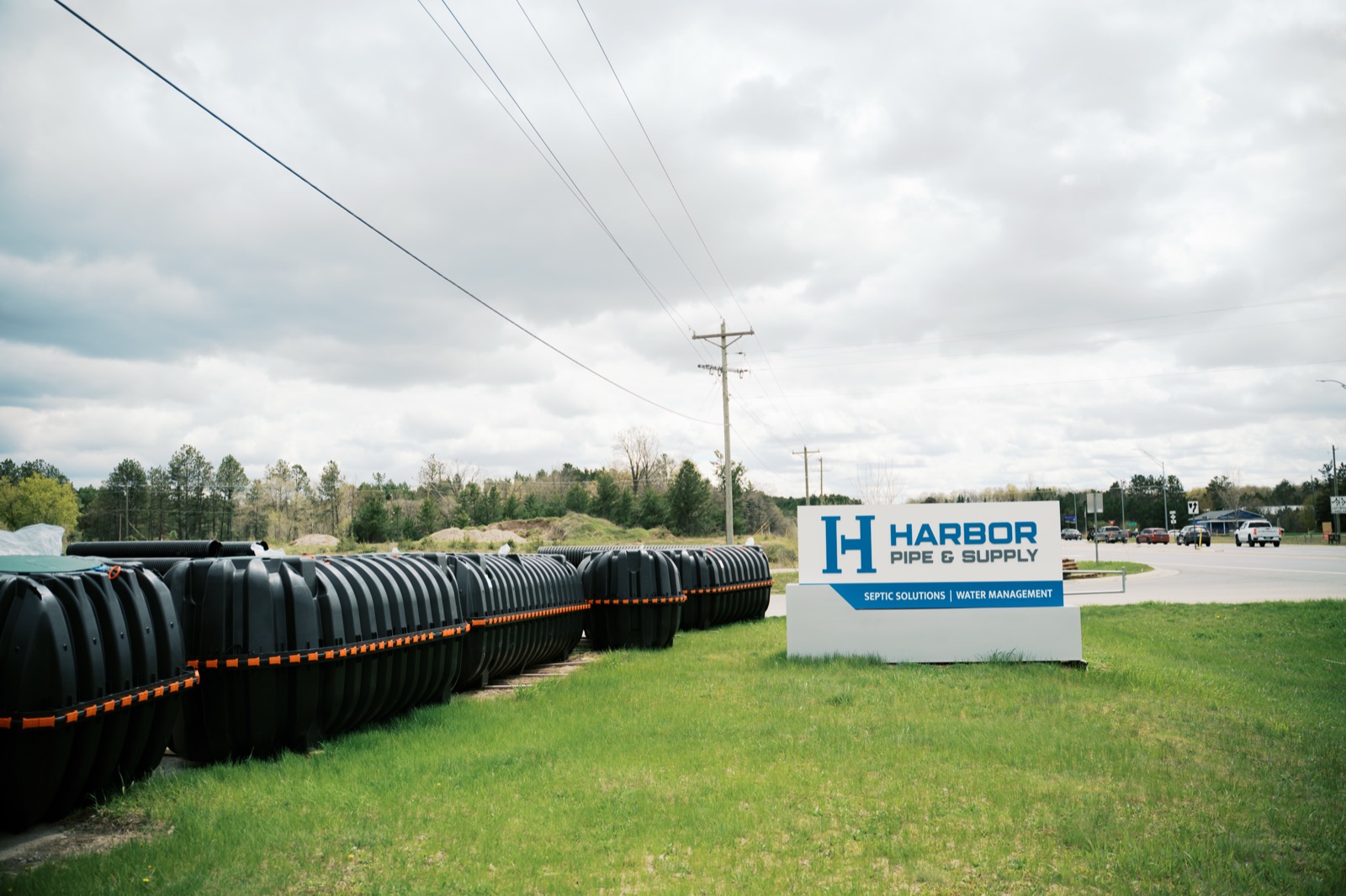 Septic tanks staged in our Traverse City yard